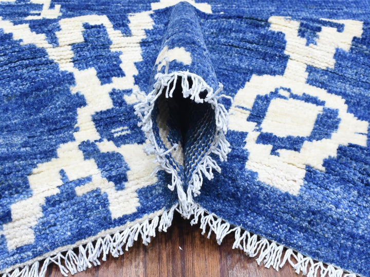 12'2" x 15'2" New Hand Knotted Blue Wool Rectangle Oriental Rug - MOA10272613