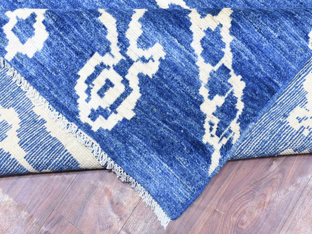 12'2" x 15'2" New Hand Knotted Blue Wool Rectangle Oriental Rug - MOA10272613