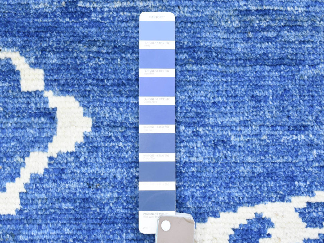 12'2" x 15'2" New Hand Knotted Blue Wool Rectangle Oriental Rug - MOA10272613