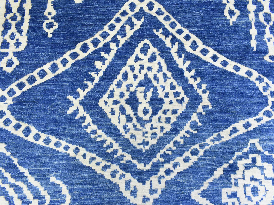 12'2" x 15'2" New Hand Knotted Blue Wool Rectangle Oriental Rug - MOA10272613
