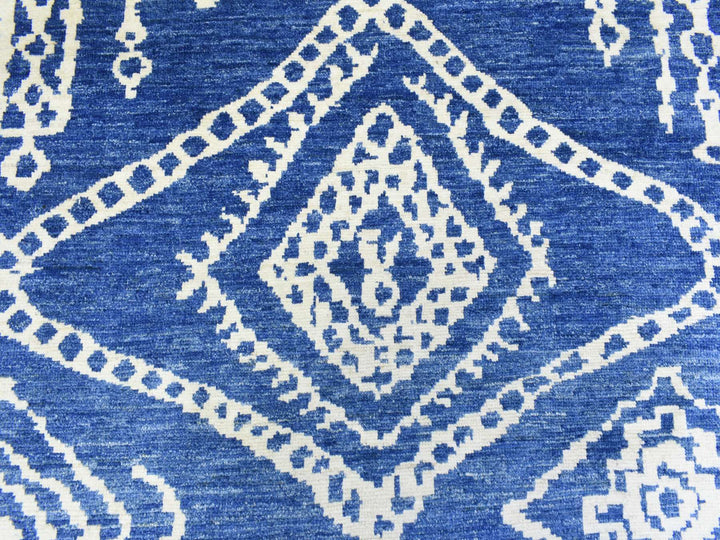 12'2" x 15'2" New Hand Knotted Blue Wool Rectangle Oriental Rug - MOA10272613
