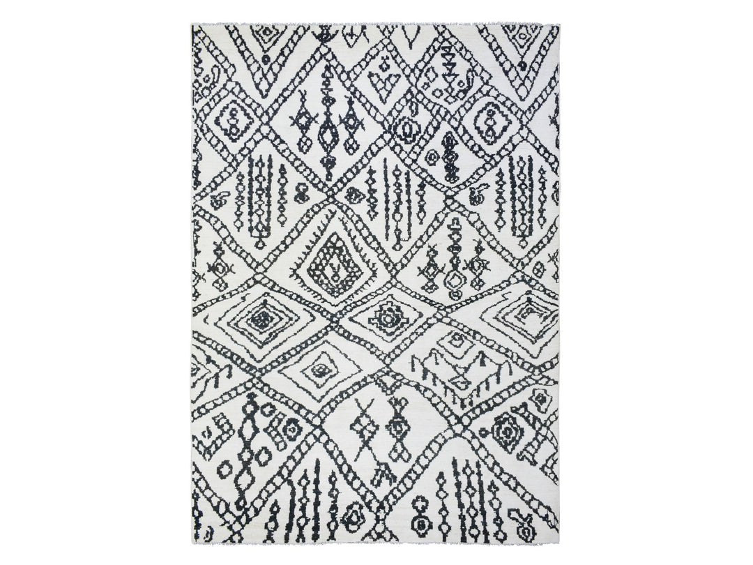 9'10" x 13'8" New Hand Knotted Ivory Wool Rectangle Oriental Rug - MOA10272616