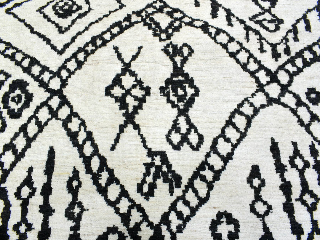9'10" x 13'8" New Hand Knotted Ivory Wool Rectangle Oriental Rug - MOA10272616