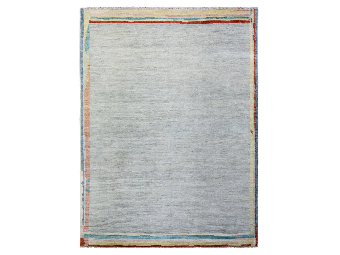8'6" x 11'7" New Hand Knotted Grey Wool Rectangle Oriental Rug - MOA10272617