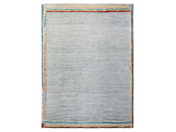 8'6" x 11'7" New Hand Knotted Grey Wool Rectangle Oriental Rug - MOA10272617