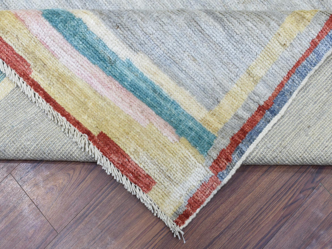 8'6" x 11'7" New Hand Knotted Grey Wool Rectangle Oriental Rug - MOA10272617