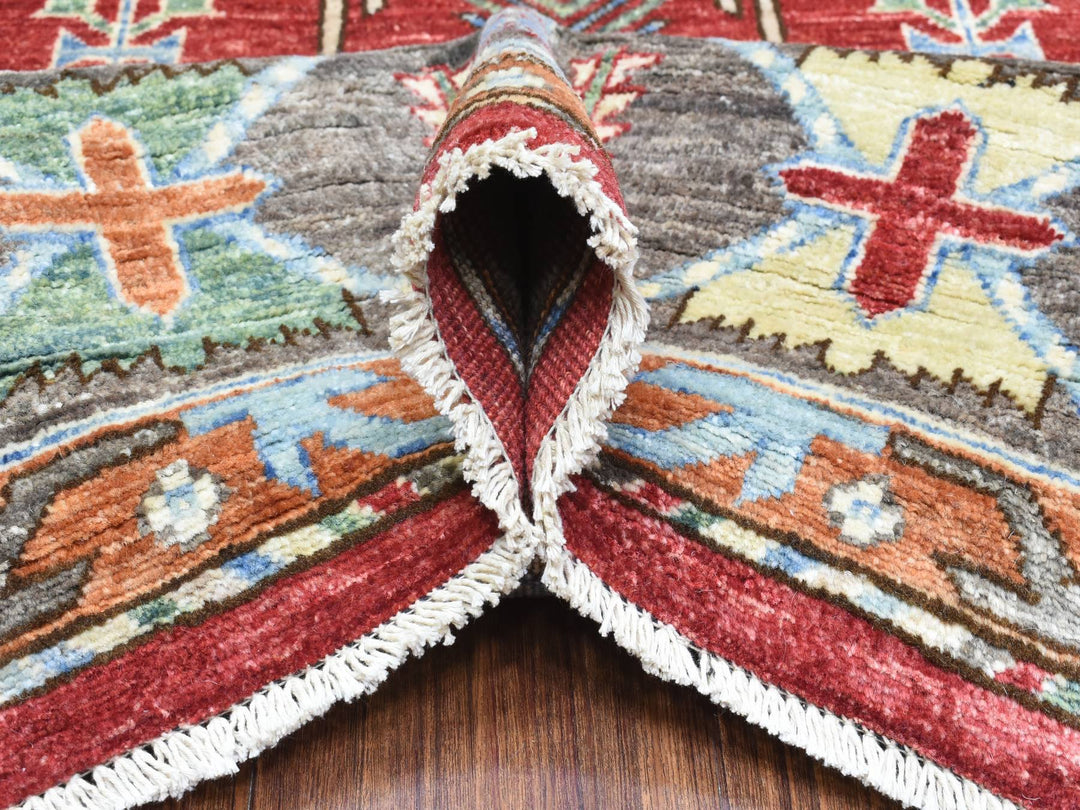 8'0" x 9'7" New Hand Knotted Red Wool Rectangle Oriental Rug - MOA10272623