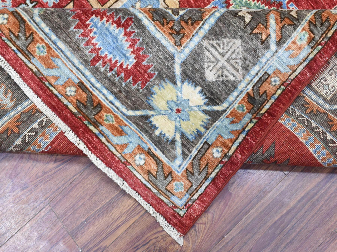 8'0" x 9'7" New Hand Knotted Red Wool Rectangle Oriental Rug - MOA10272623