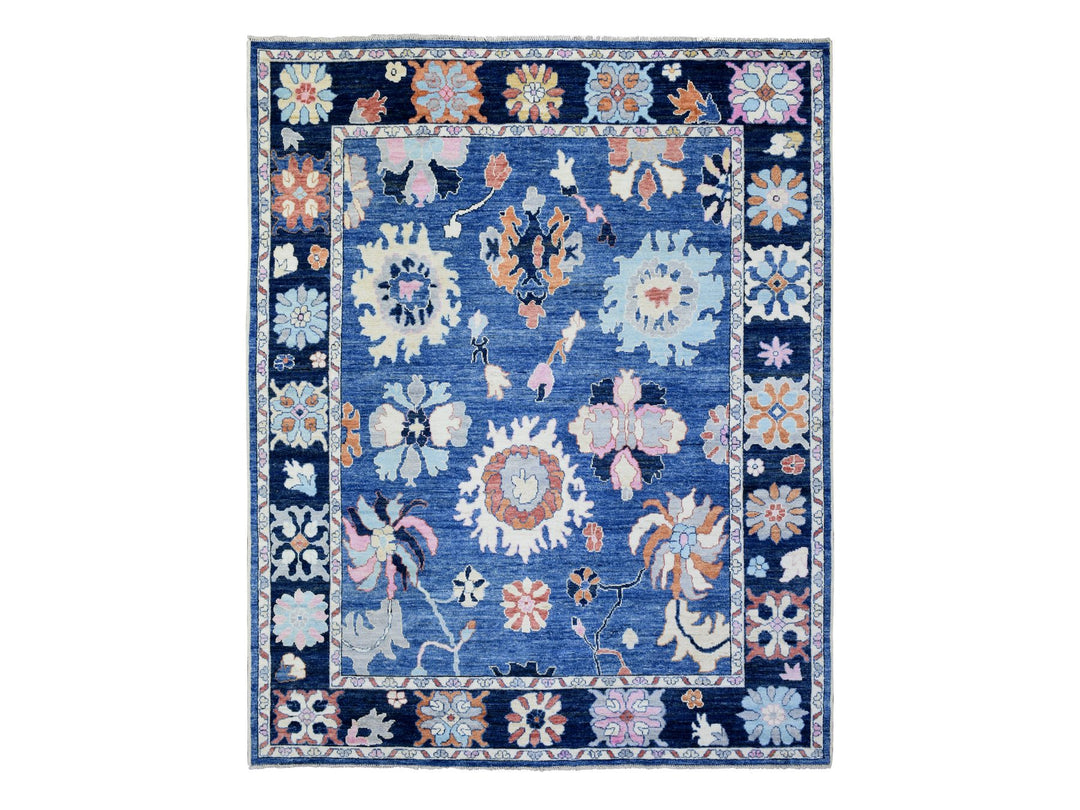 8'2" x 10'0" New Hand Knotted Blue Wool Rectangle Oriental Rug - MOA10272654