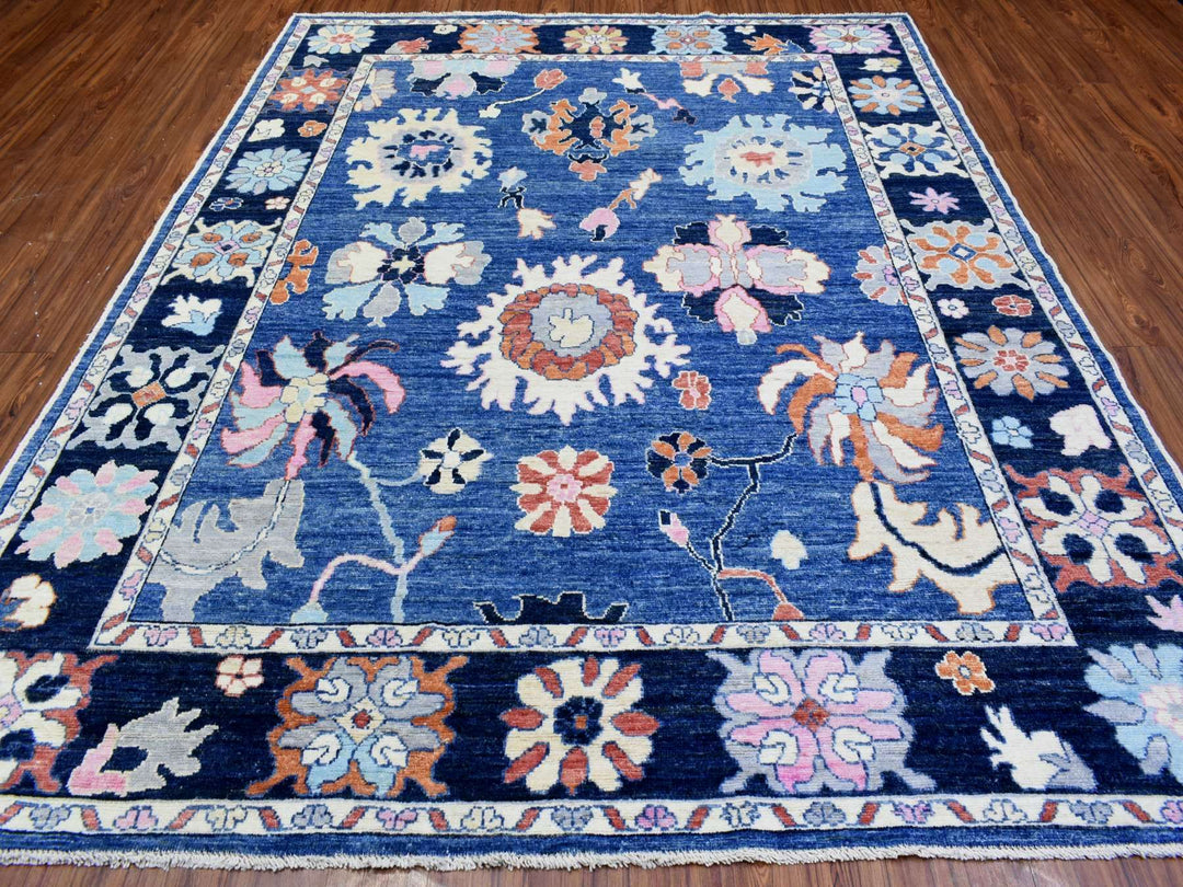 8'2" x 10'0" New Hand Knotted Blue Wool Rectangle Oriental Rug - MOA10272654