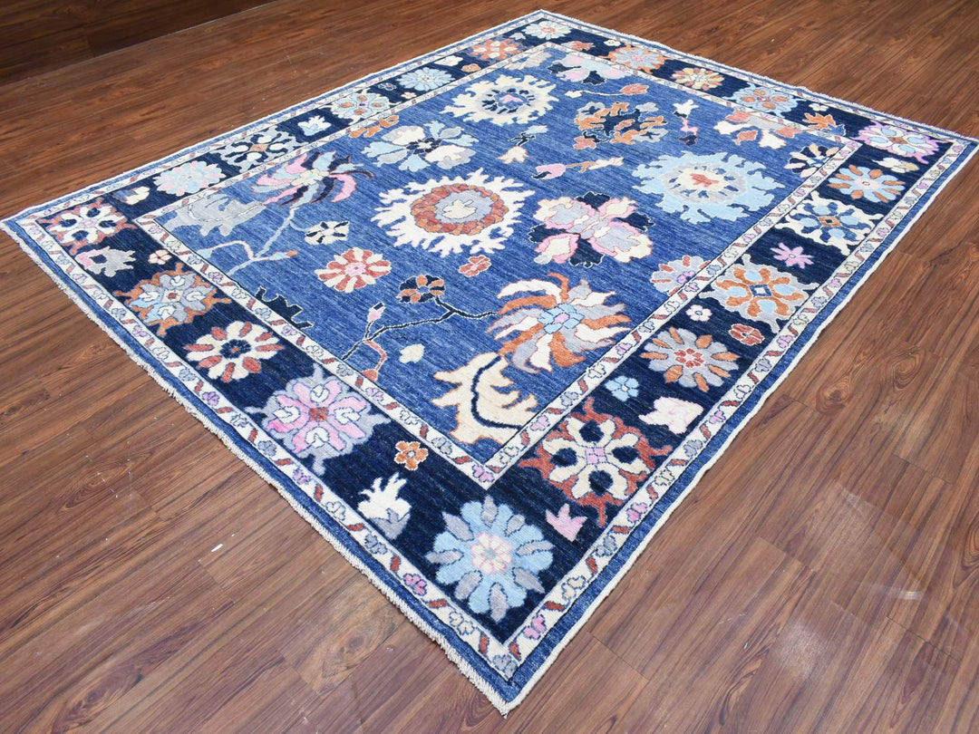 8'2" x 10'0" New Hand Knotted Blue Wool Rectangle Oriental Rug - MOA10272654
