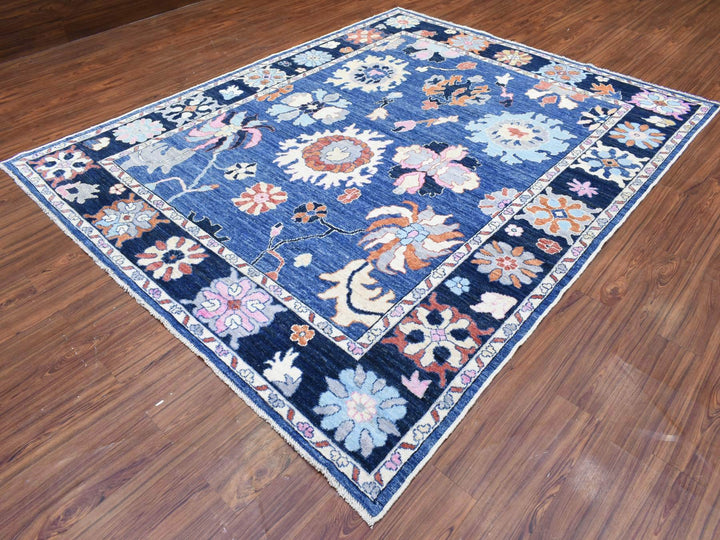 8'2" x 10'0" New Hand Knotted Blue Wool Rectangle Oriental Rug - MOA10272654
