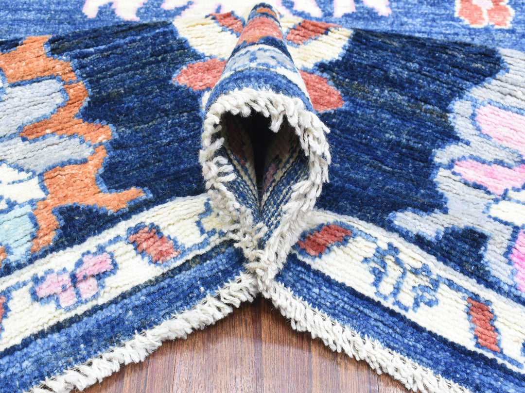 8'2" x 10'0" New Hand Knotted Blue Wool Rectangle Oriental Rug - MOA10272654