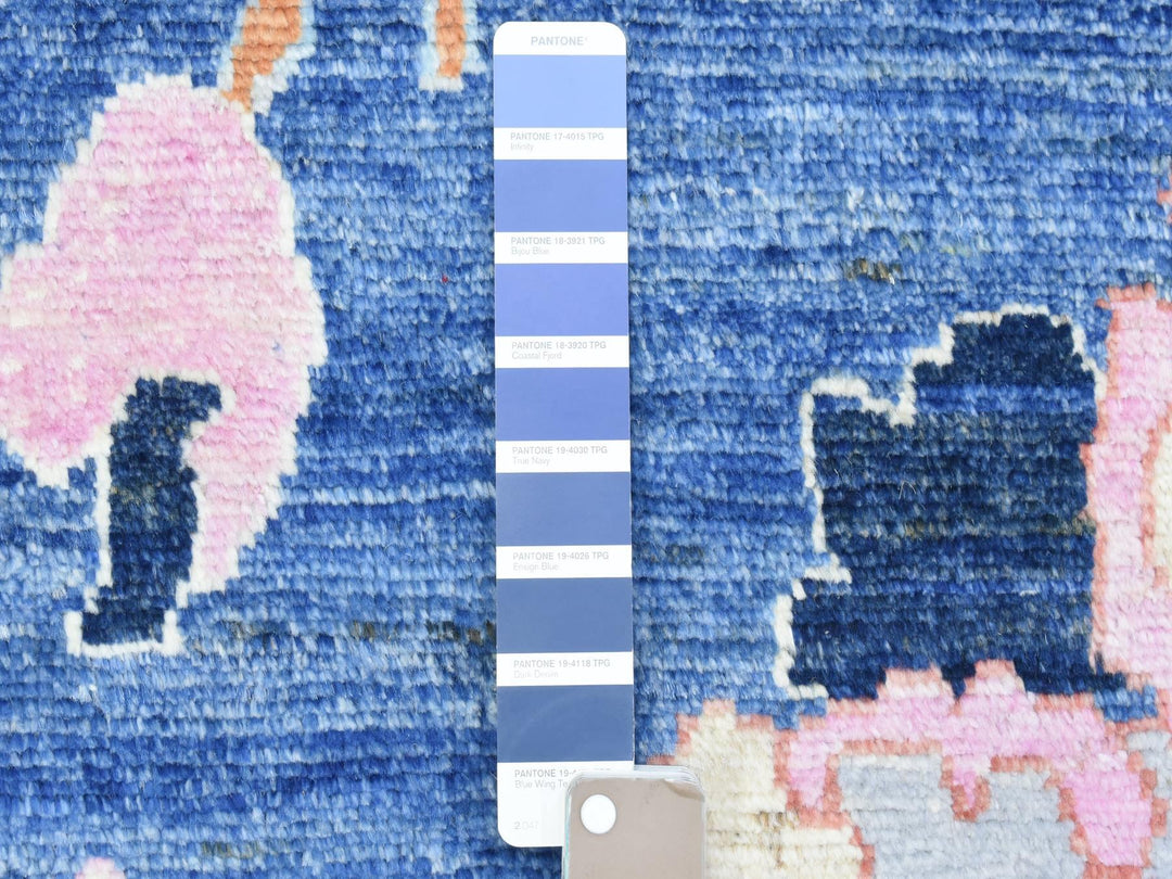 8'2" x 10'0" New Hand Knotted Blue Wool Rectangle Oriental Rug - MOA10272654