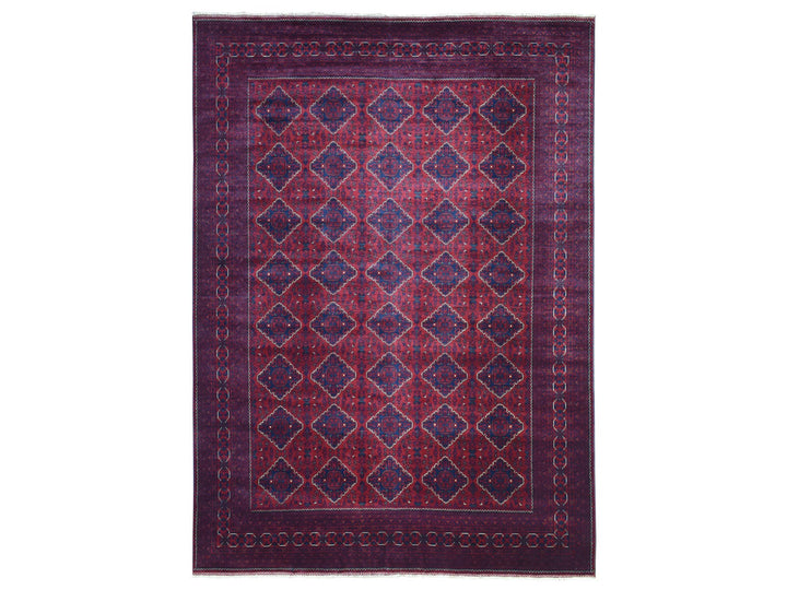 9'8" x 13'0" New Hand Knotted Red Wool Rectangle Oriental Rug - MOA10272661