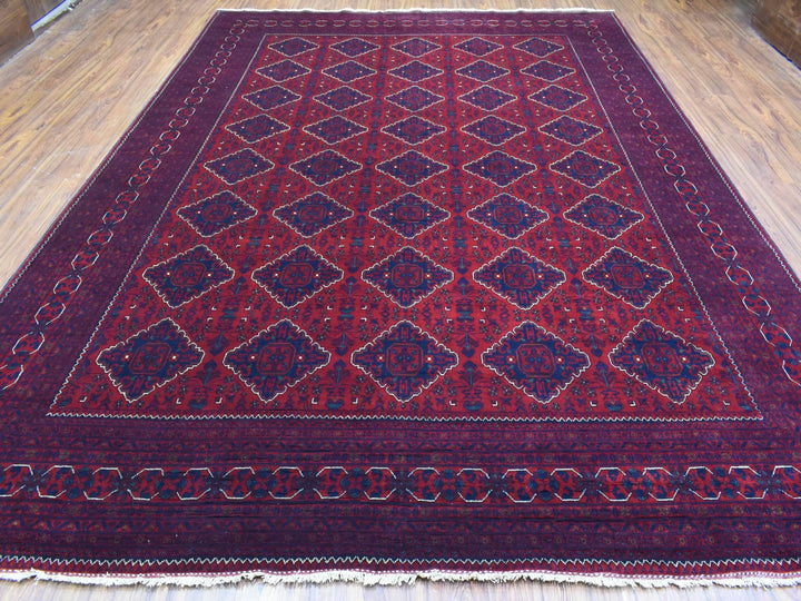 9'8" x 13'0" New Hand Knotted Red Wool Rectangle Oriental Rug - MOA10272661
