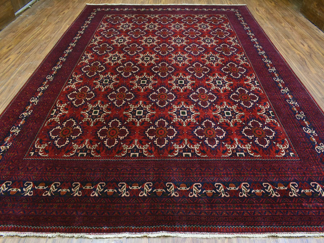 10'0" x 13'8" New Hand Knotted Red Wool Rectangle Oriental Rug - MOA10272662