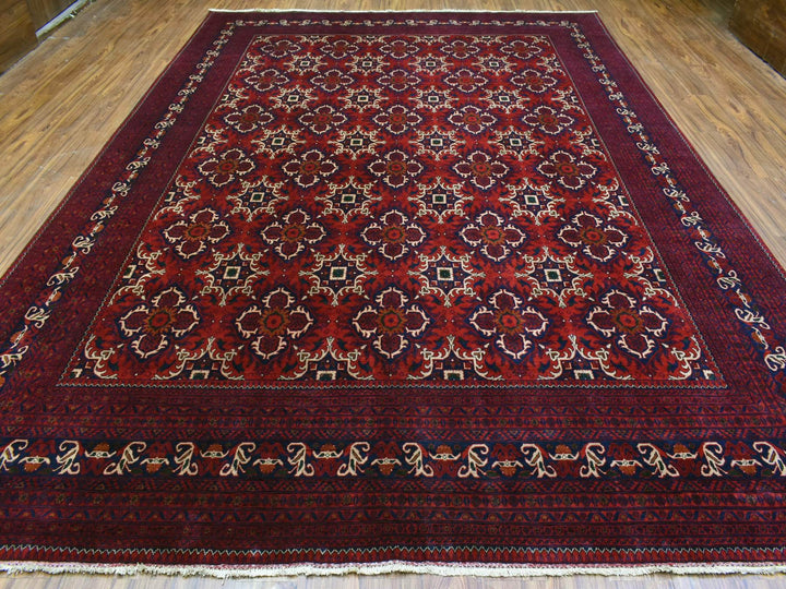 10'0" x 13'8" New Hand Knotted Red Wool Rectangle Oriental Rug - MOA10272662