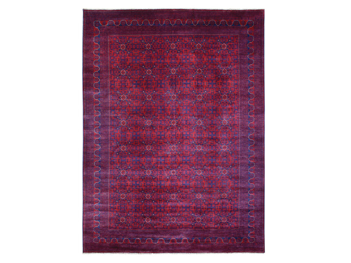 9'8" x 13'1" New Hand Knotted Red Wool Rectangle Oriental Rug - MOA10272668