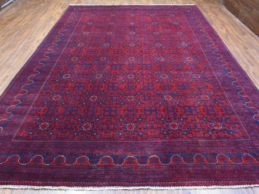 9'8" x 13'1" New Hand Knotted Red Wool Rectangle Oriental Rug - MOA10272668