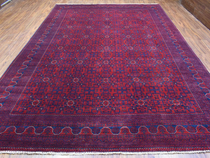 9'8" x 13'1" New Hand Knotted Red Wool Rectangle Oriental Rug - MOA10272668