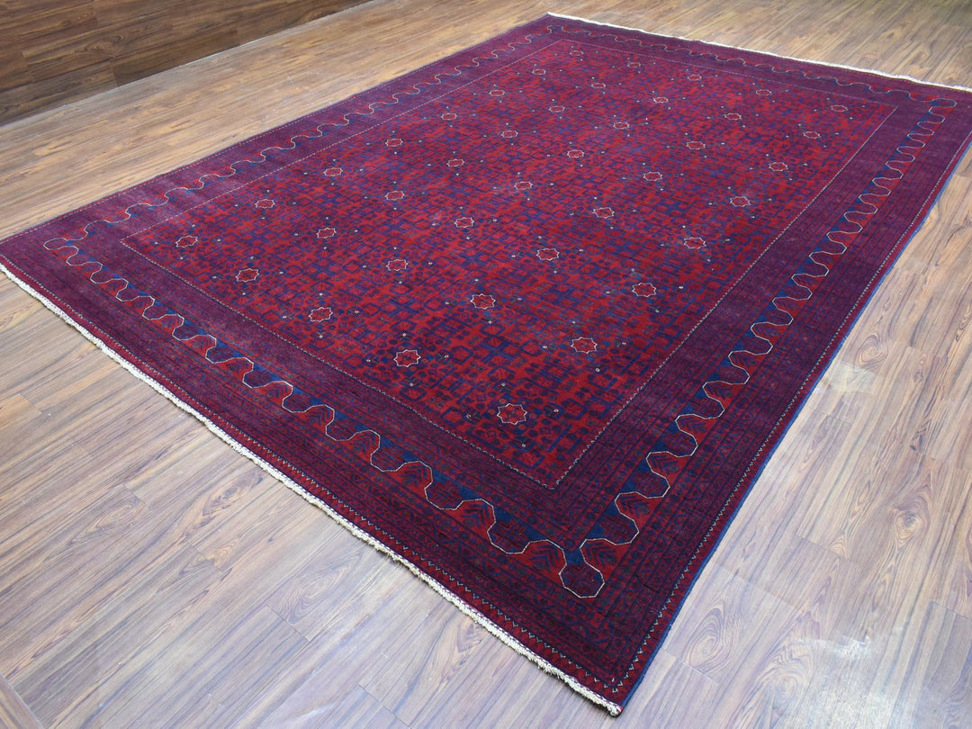 9'8" x 13'1" New Hand Knotted Red Wool Rectangle Oriental Rug - MOA10272668