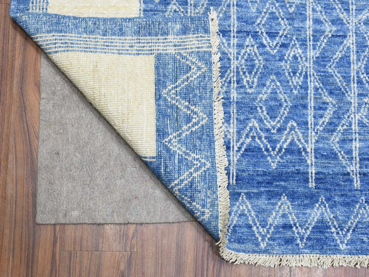 10'1" x 13'9" New Hand Knotted Blue Wool Rectangle Oriental Rug - MOA10272671