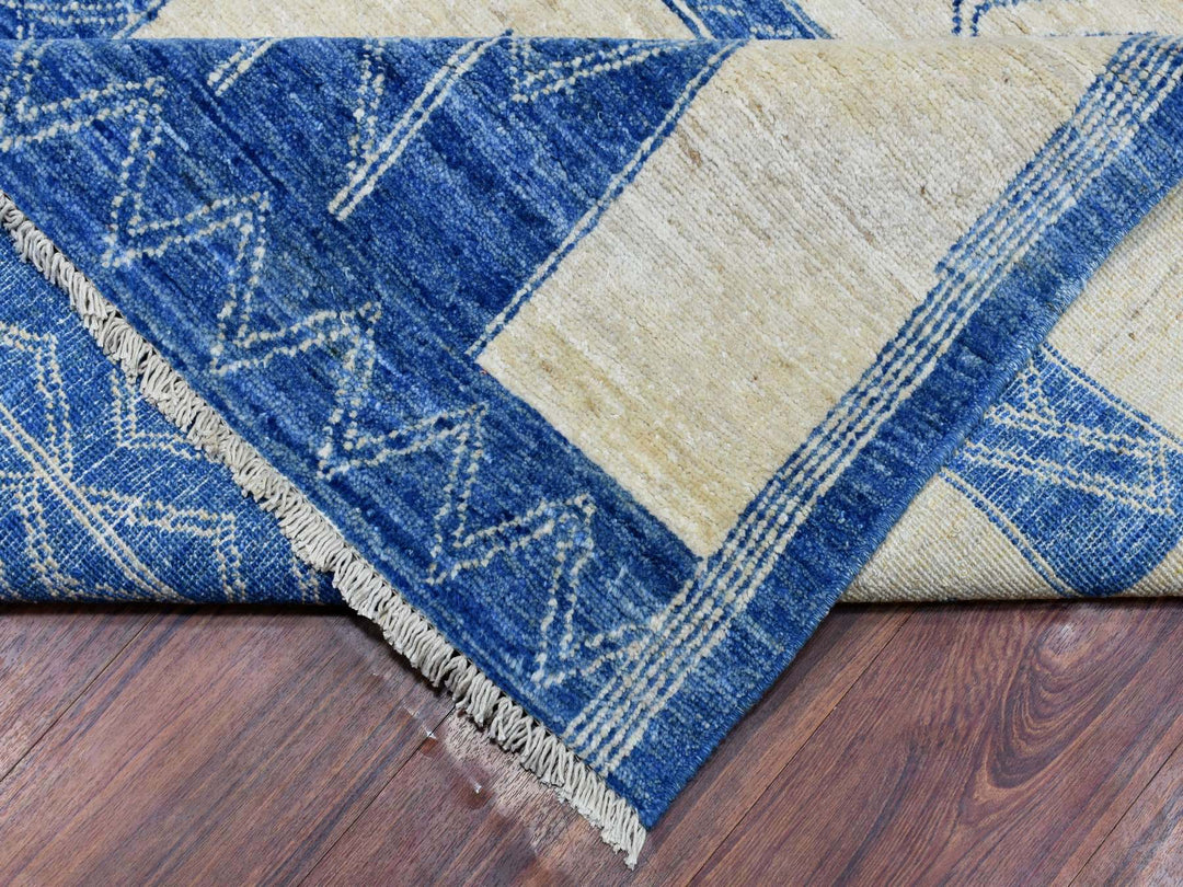 10'1" x 13'9" New Hand Knotted Blue Wool Rectangle Oriental Rug - MOA10272671