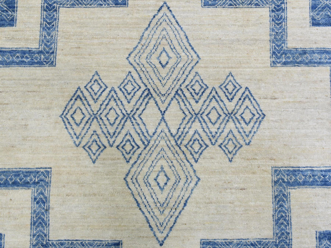 10'1" x 13'9" New Hand Knotted Blue Wool Rectangle Oriental Rug - MOA10272671