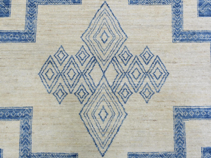 10'1" x 13'9" New Hand Knotted Blue Wool Rectangle Oriental Rug - MOA10272671