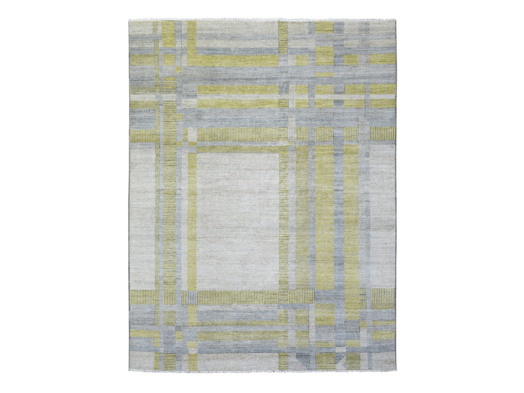 7'9" x 10'2" New Hand Knotted Grey Wool Rectangle Oriental Rug - MOA10272672