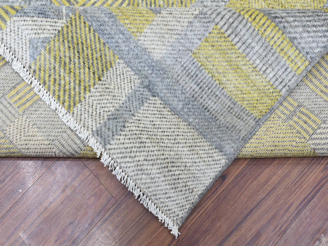 7'9" x 10'2" New Hand Knotted Grey Wool Rectangle Oriental Rug - MOA10272672