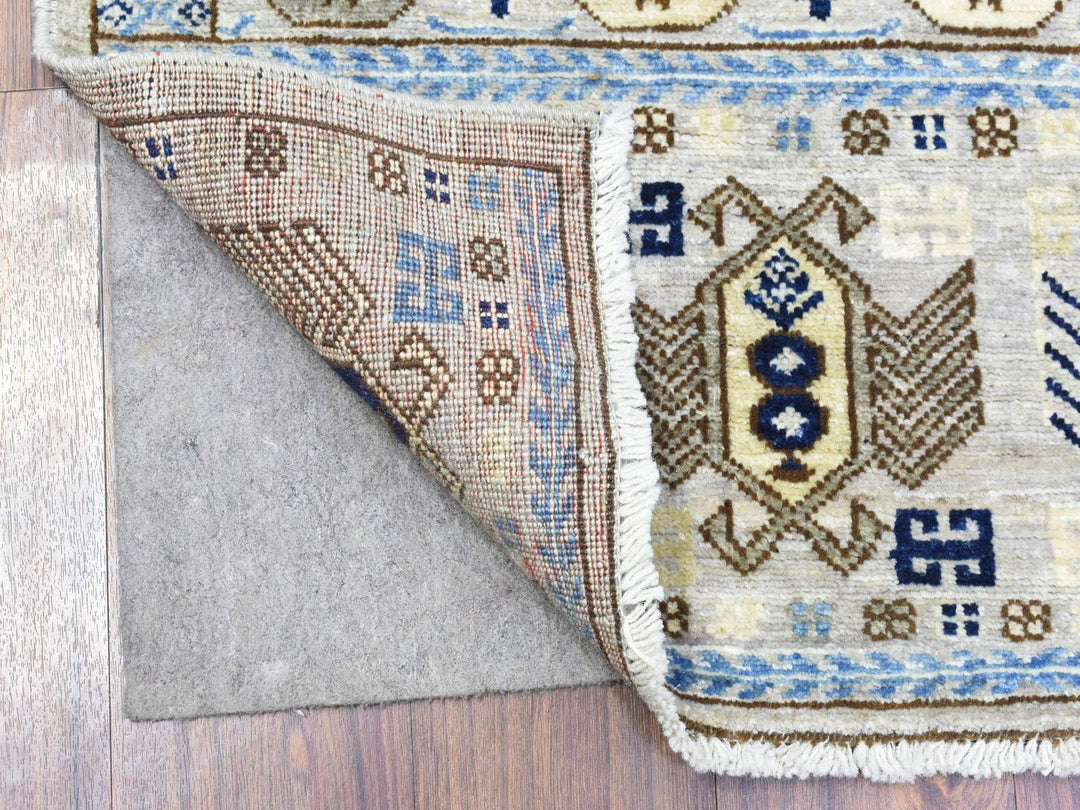 3'3" x 5'0" New Hand Knotted Grey Wool Rectangle Oriental Rug - MOA10272678