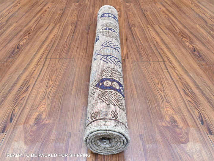 3'3" x 5'0" New Hand Knotted Grey Wool Rectangle Oriental Rug - MOA10272678