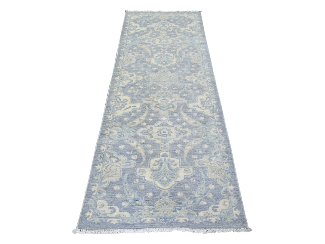 2'8" x 7'7" New Hand Knotted Grey Wool Rectangle Oriental Rug - MOA10272687