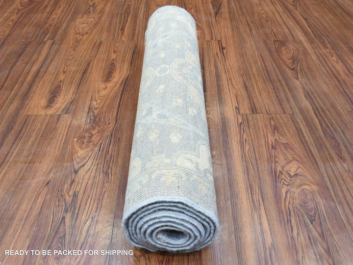 2'8" x 7'7" New Hand Knotted Grey Wool Rectangle Oriental Rug - MOA10272687
