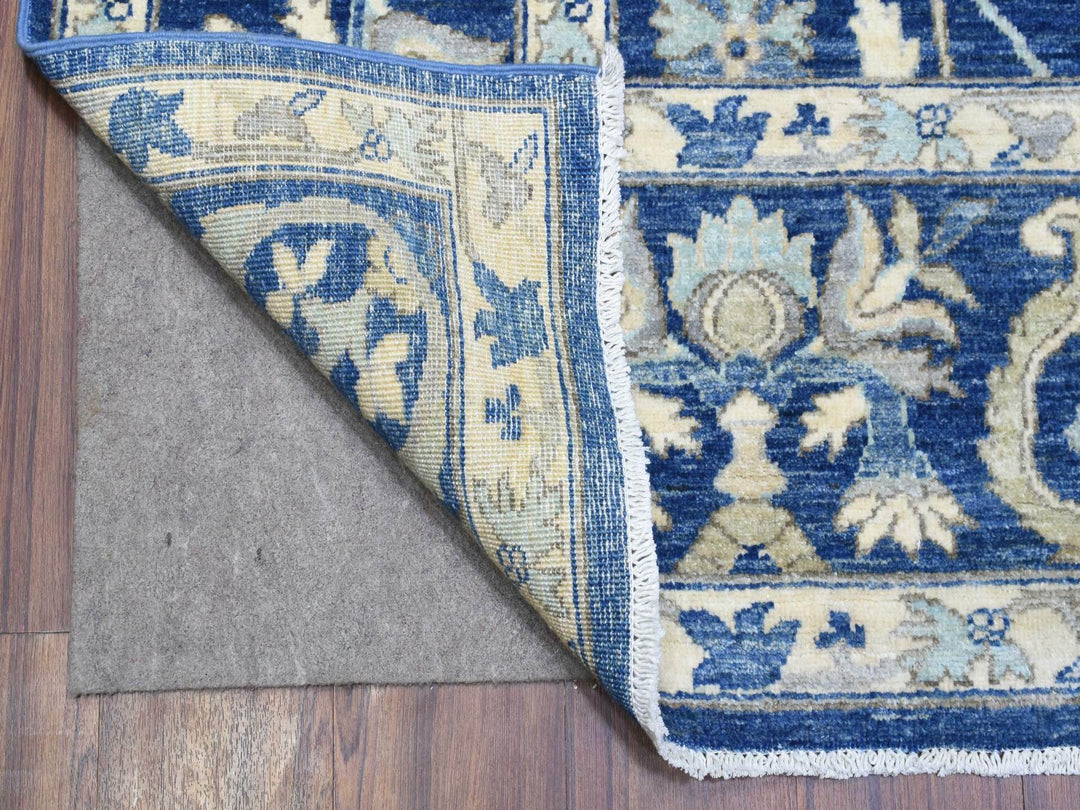 8'0" x 10'0" New Hand Knotted Blue Wool Rectangle Oriental Rug - MOA10272689