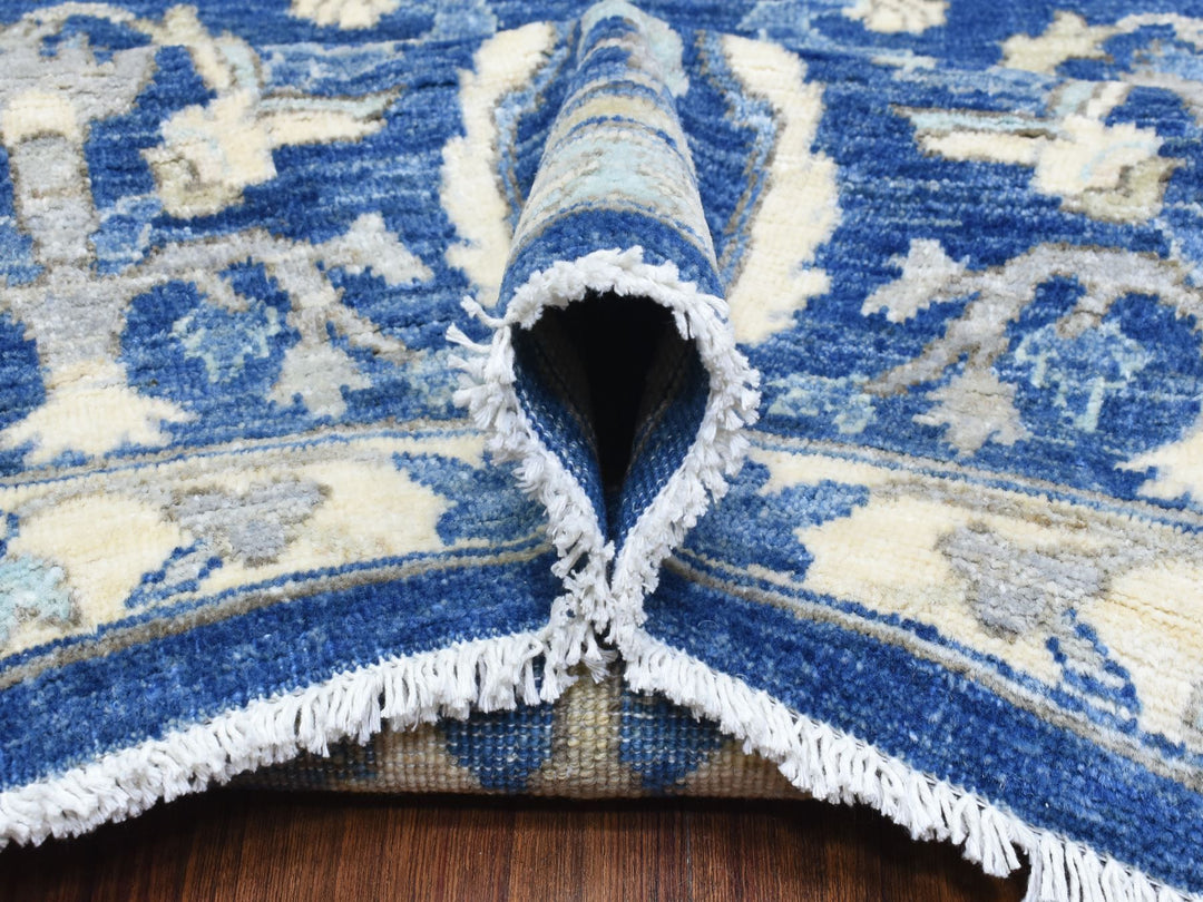 8'0" x 10'0" New Hand Knotted Blue Wool Rectangle Oriental Rug - MOA10272689
