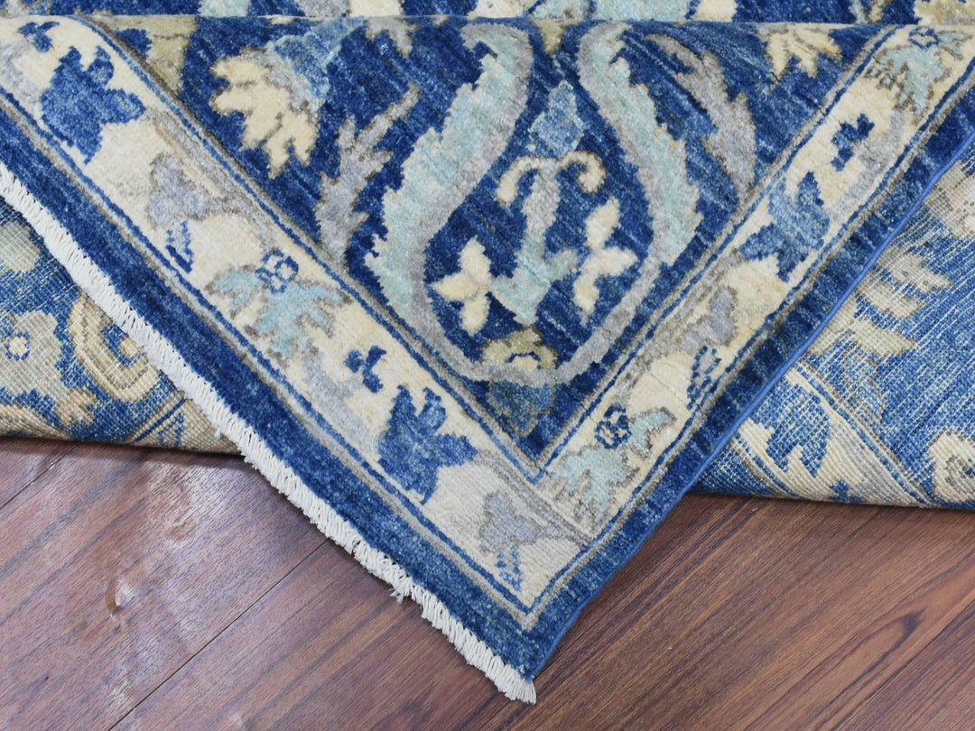 8'0" x 10'0" New Hand Knotted Blue Wool Rectangle Oriental Rug - MOA10272689