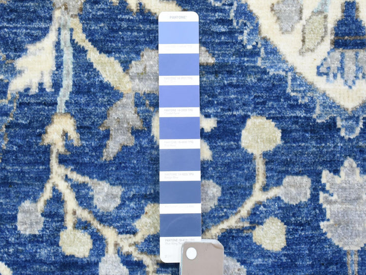 8'0" x 10'0" New Hand Knotted Blue Wool Rectangle Oriental Rug - MOA10272689