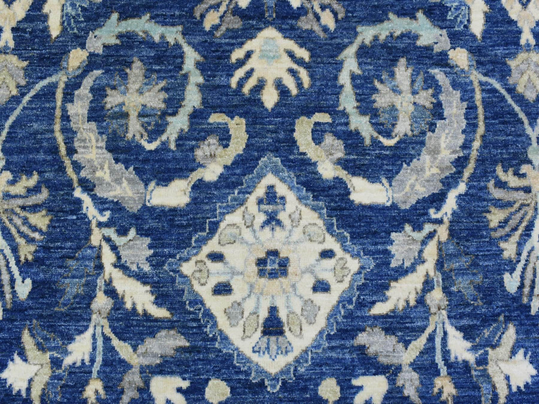 8'0" x 10'0" New Hand Knotted Blue Wool Rectangle Oriental Rug - MOA10272689