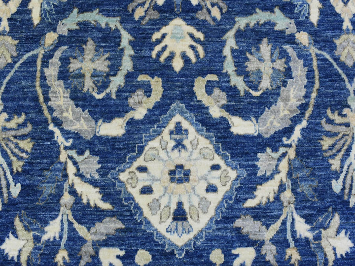 8'0" x 10'0" New Hand Knotted Blue Wool Rectangle Oriental Rug - MOA10272689
