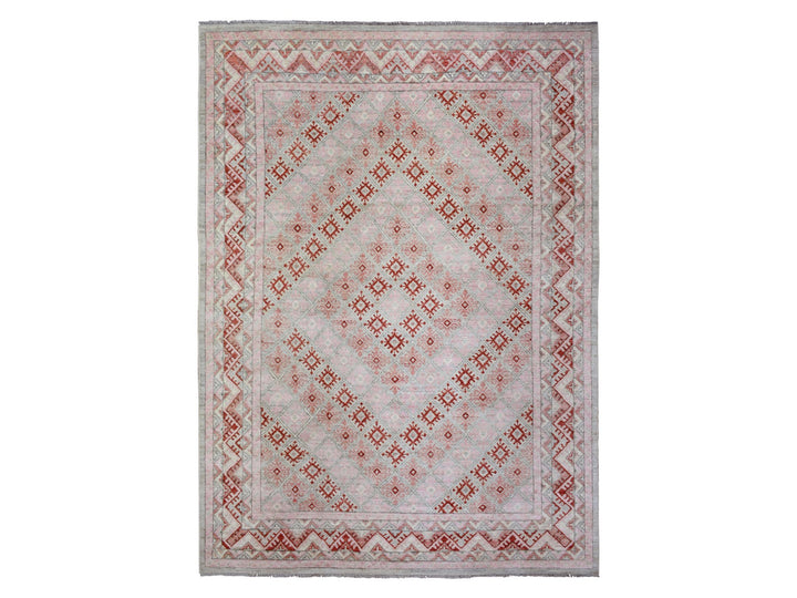 9'0" x 12'0" New Hand Knotted Red Wool Rectangle Oriental Rug - MOA10272699