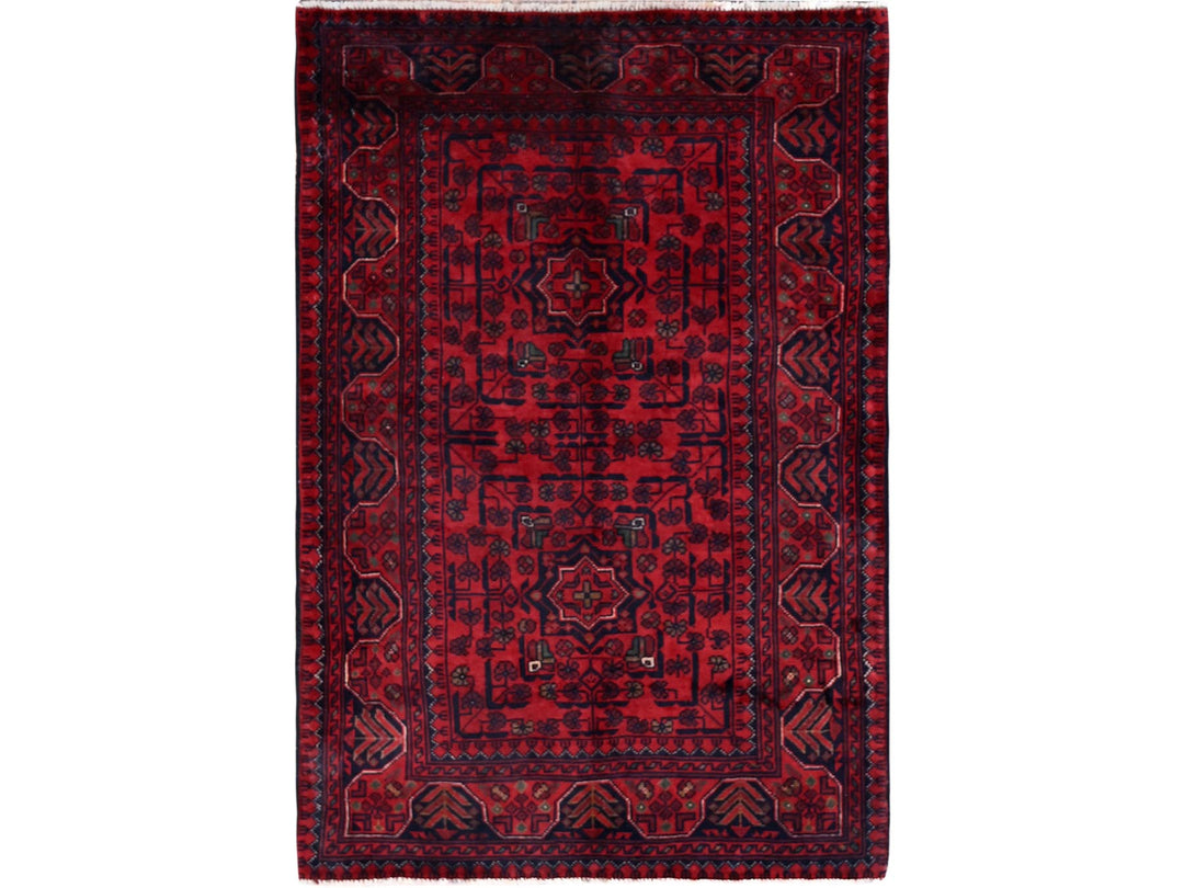 2'8" x 3'11" New Hand Knotted Red Wool Rectangle Oriental Rug - MOA102726