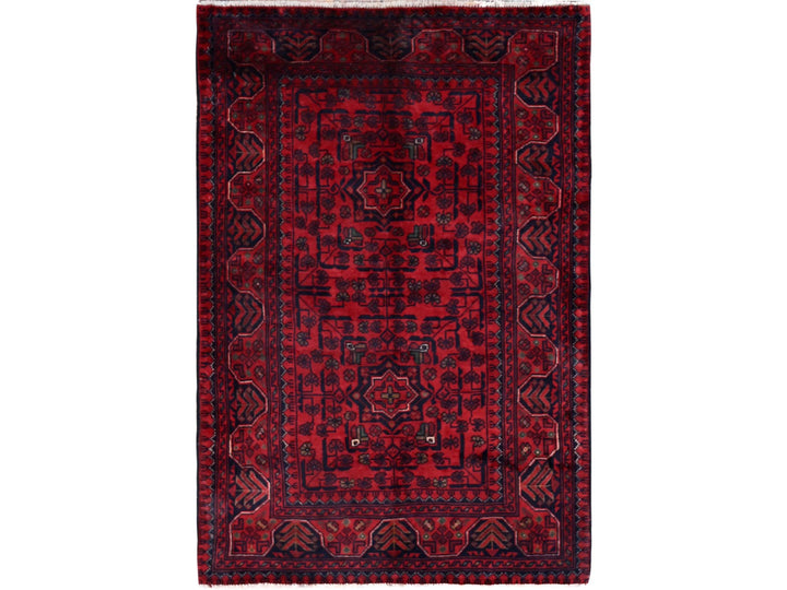 2'8" x 3'11" New Hand Knotted Red Wool Rectangle Oriental Rug - MOA102726