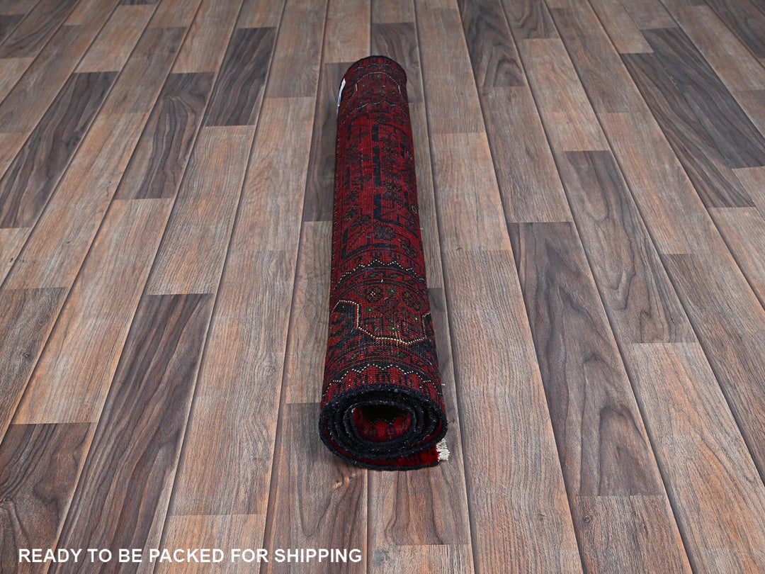 2'8" x 3'11" New Hand Knotted Red Wool Rectangle Oriental Rug - MOA102726