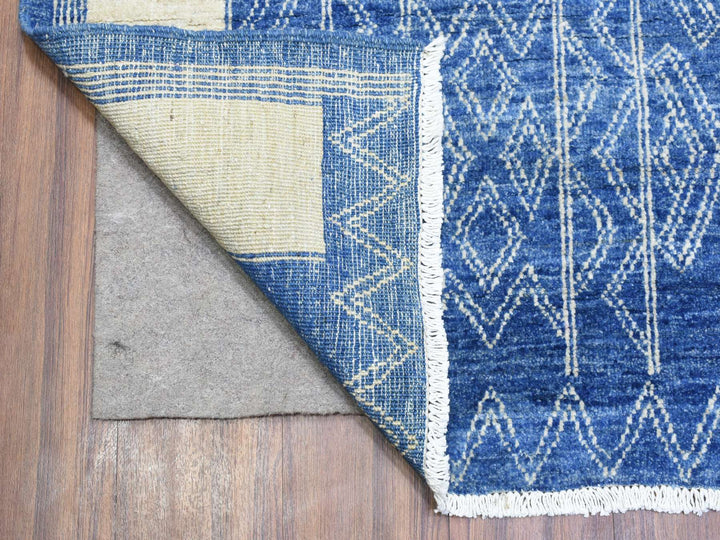 8'10" x 11'8" New Hand Knotted Blue Wool Rectangle Oriental Rug - MOA10272720