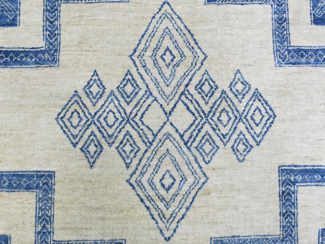 8'10" x 11'8" New Hand Knotted Blue Wool Rectangle Oriental Rug - MOA10272720