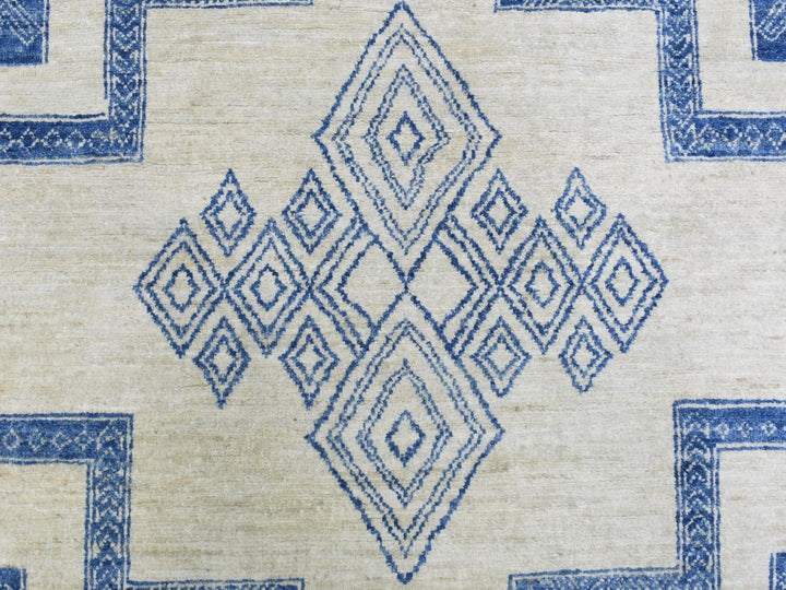 8'10" x 11'8" New Hand Knotted Blue Wool Rectangle Oriental Rug - MOA10272720