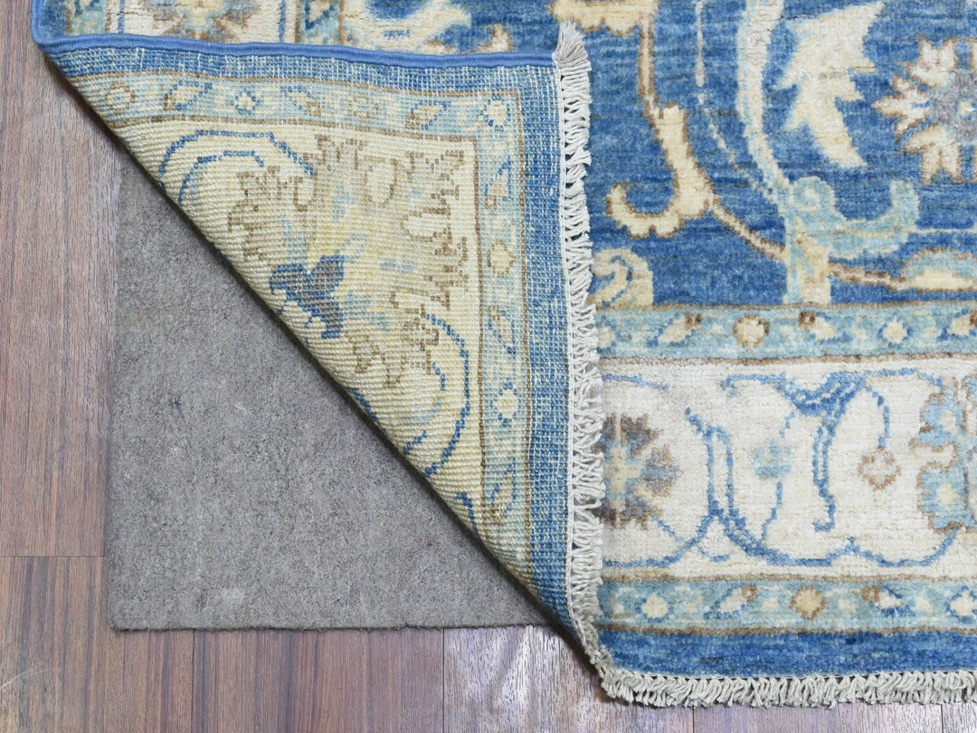 3'9" x 13'3" New Hand Knotted Blue Wool Runner Oriental Rug - MOA10272723